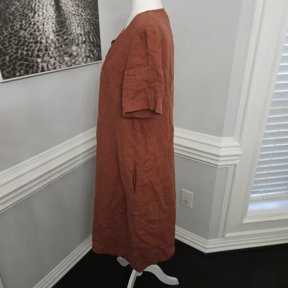 linenfox Bloom Linen Dress small in terracotta - Picture 7 of 10